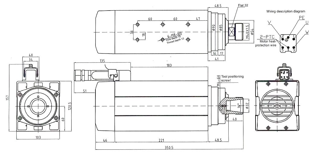 GDF60-ER32-RH(LH) spindel