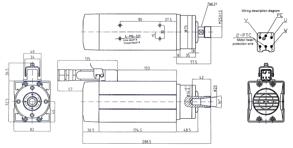шпиндель GDF46-ER20-RH(LH)