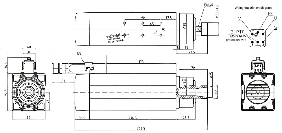 GDF46-ER25-RH(LH) spindel