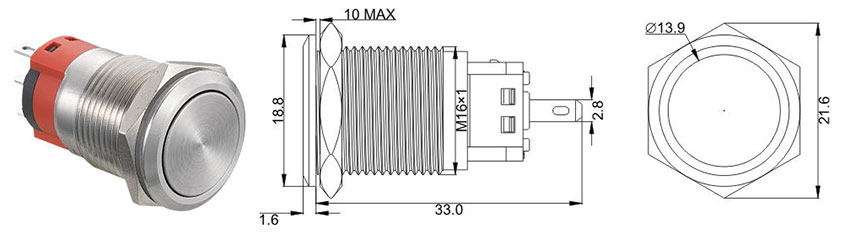 кнопка 16мм GQ16BF-11