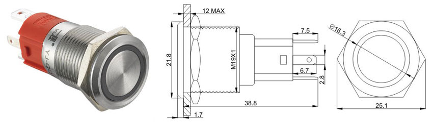 кнопки yijia GQ19AF-10E