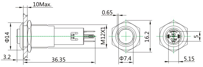 размеры кнопки LAS4GQH-11E