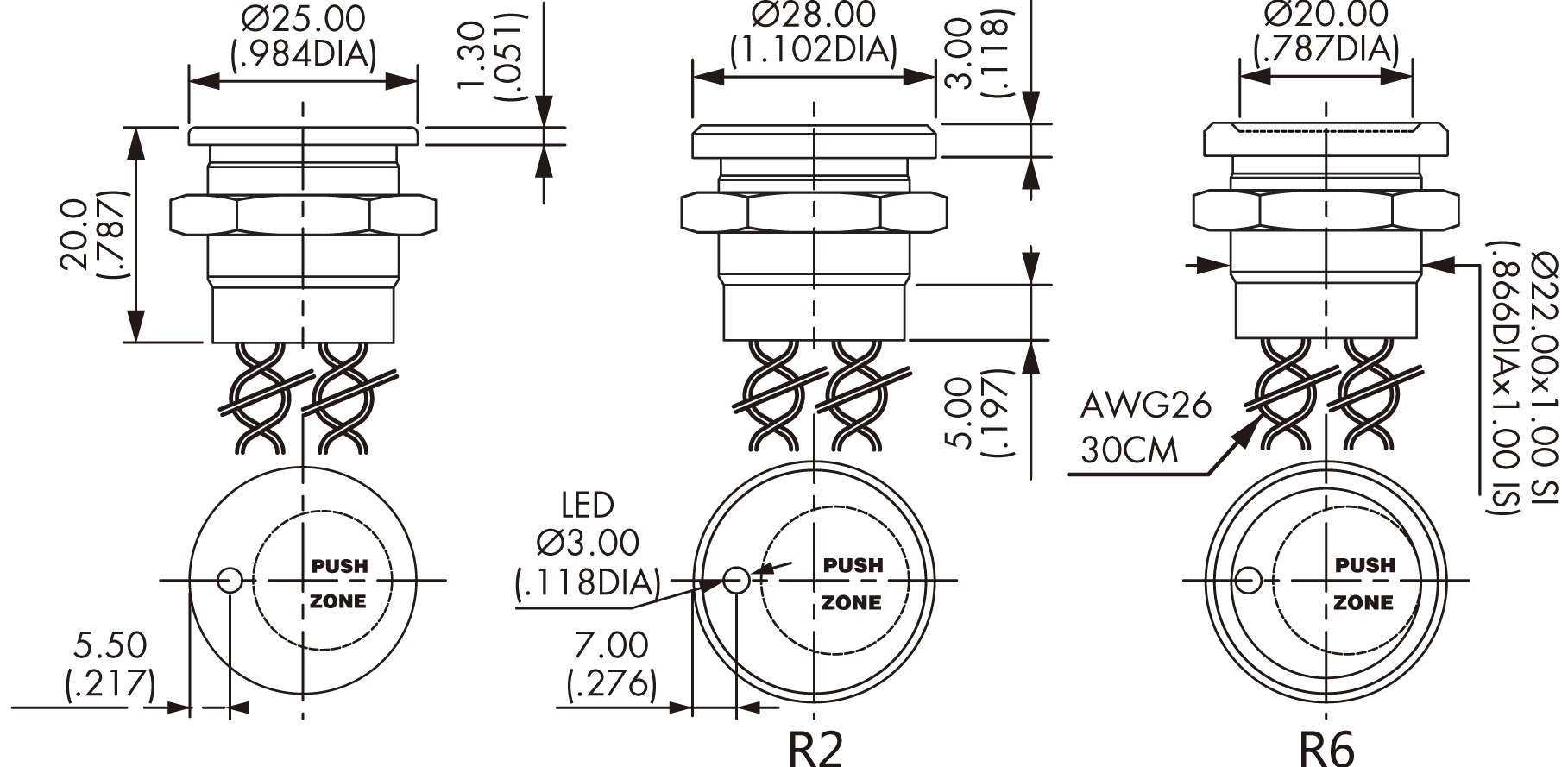 PZ22BR2FD1NOMR размеры
