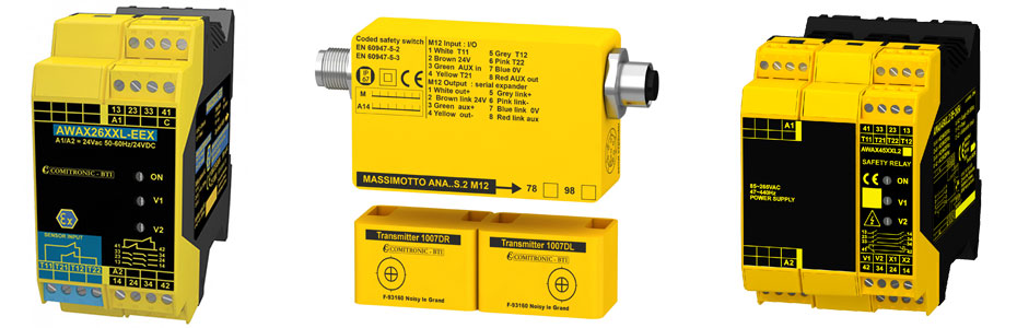 аварийные выключатели и реле безопасности, датчики - COMITRONIC-BTI